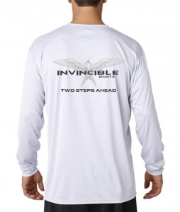 Invincible Boats White Long Sleeve Dry Fit-Back