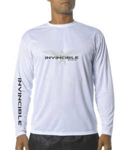 Invincible Boats White Long Sleeve Dry Fit-Front