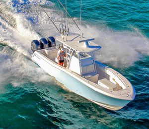 Invincible's 36 foot center console fishing boat.